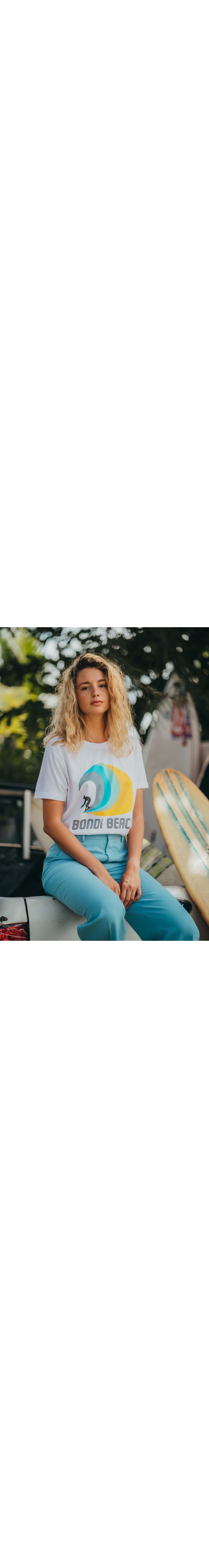 T-shirt Vintage Femme Blanc Bondi Beach