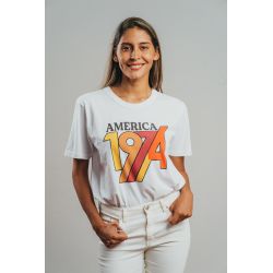 T-shirt Vintage Femme Blanc America