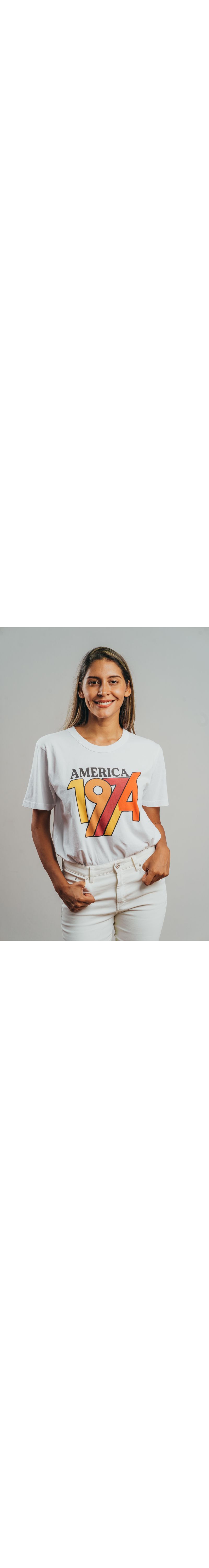 T-shirt Vintage Femme Blanc America