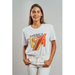 T-shirt Vintage Femme Blanc America