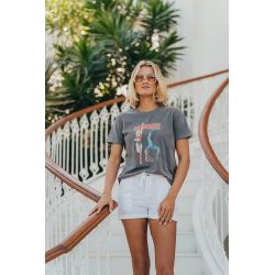 T-shirt Vintage Femme Gris Aerobic