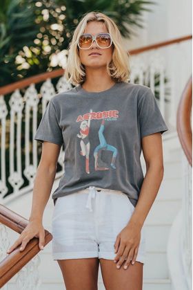 T-shirt Vintage Femme Gris...