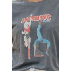 T-shirt Vintage Femme Gris Aerobic
