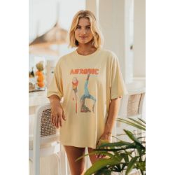 T-shirt Oversize Femme Jaune Aerobic