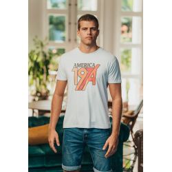 T-shirt Vintage Homme Ecru America