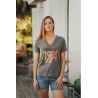 T-shirt Col V Femme Gris America 100% Coton Bio