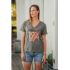 T-shirt Col V Femme Gris America 100% Coton Bio