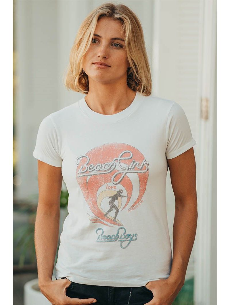 T-shirt Vintage Femme Ecru Beach Girls 100% Coton Bio