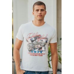 T-shirt Vintage Homme Ecru Cars