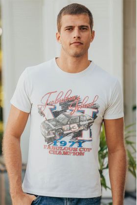 T-shirt Vintage Homme Ecru...