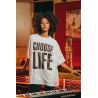 T-shirt Oversize Femme Blanc Choose Life 100% Coton Bio