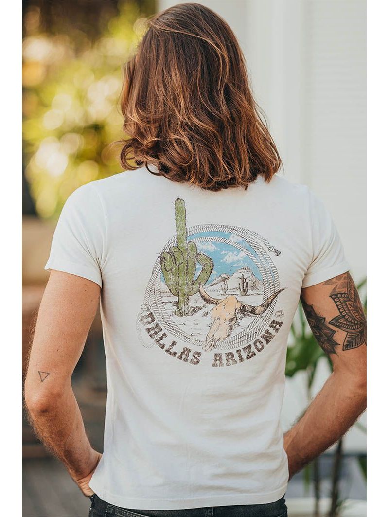 T-shirt Vintage Homme Ecru Dallas 100% Coton Bio