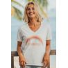 T-shirt Col V Femme Ecru Florida Arc 100% Coton Bio