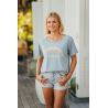 T-shirt Col Evasé Bleu Clair Florida Arc 100% Coton Bio