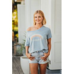 T-shirt Col Evasé Bleu Clair Florida Arc