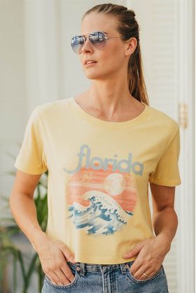 Crop Top Jaune Florida Waves