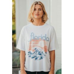 T-shirt Oversize Femme Ecru Florida Waves