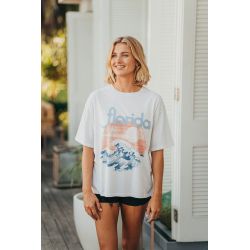 T-shirt Oversize Femme Ecru Florida Waves