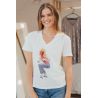 T-shirt Col V Femme Blanc Iconic 100% Coton Bio