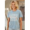 T-shirt Vintage Femme Bleu Clair Long Board 100% Coton Bio