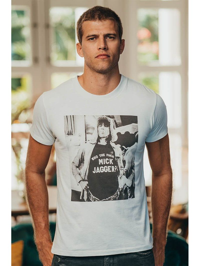 T-shirt Vintage Homme Blanc Mick 100% Coton Bio