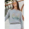 Pull Raglan Printemps Femme Gris Clair Rainbow 100% Coton Bio