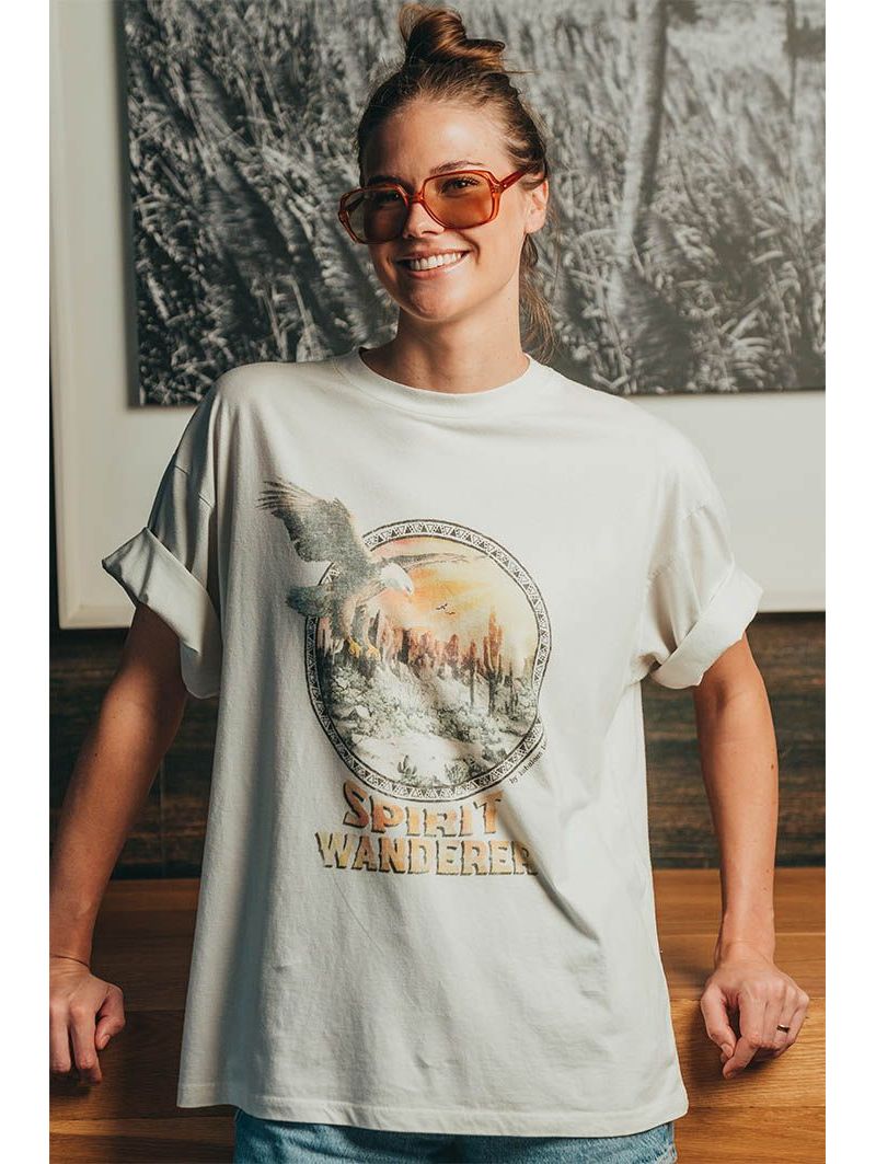 T-shirt Oversize Femme Ecru Spirit Wanderer 100% Coton Bio