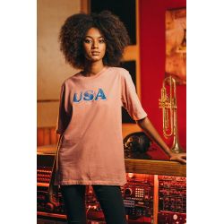 T-shirt Vintage 26 Femme Rose USA