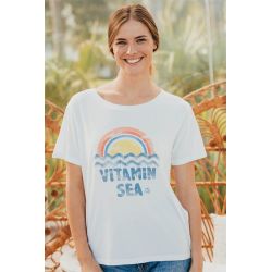 T-shirt Col Evasé Blanc Vitamin Sea