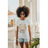T-shirt Vintage Femme Ecru Wake Up 100% Coton Bio