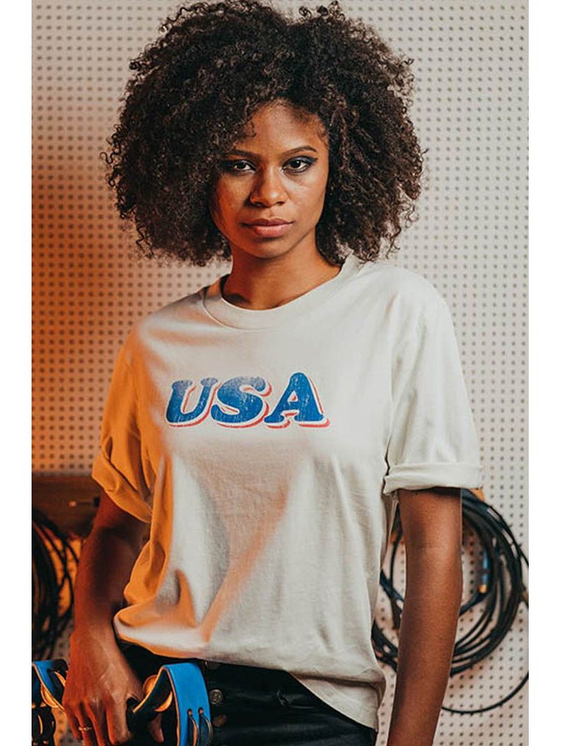 T-shirt Vintage 26 Femme Ecru USA 100% Coton Bio