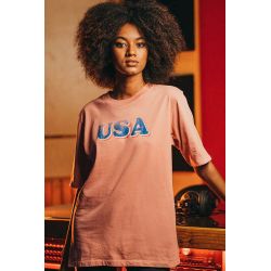 T-shirt Vintage 26 Femme Rose USA