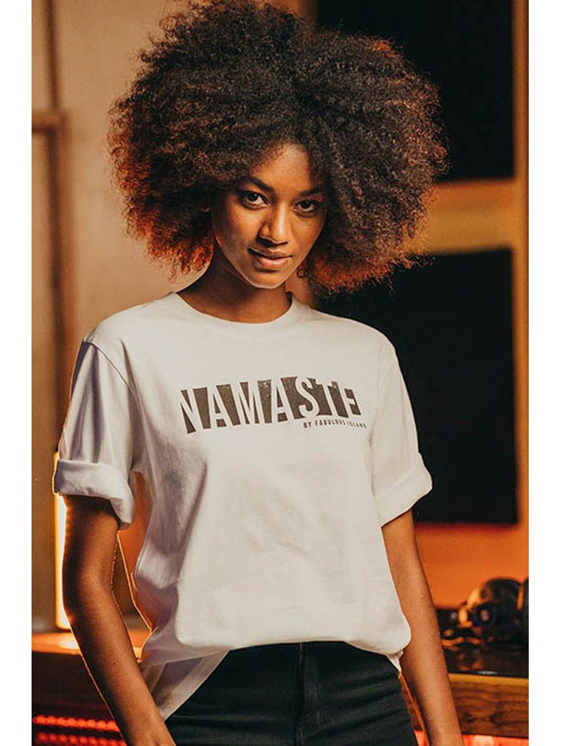 T-shirt Vintage 26 Femme Blanc Namaste 100% Coton Bio