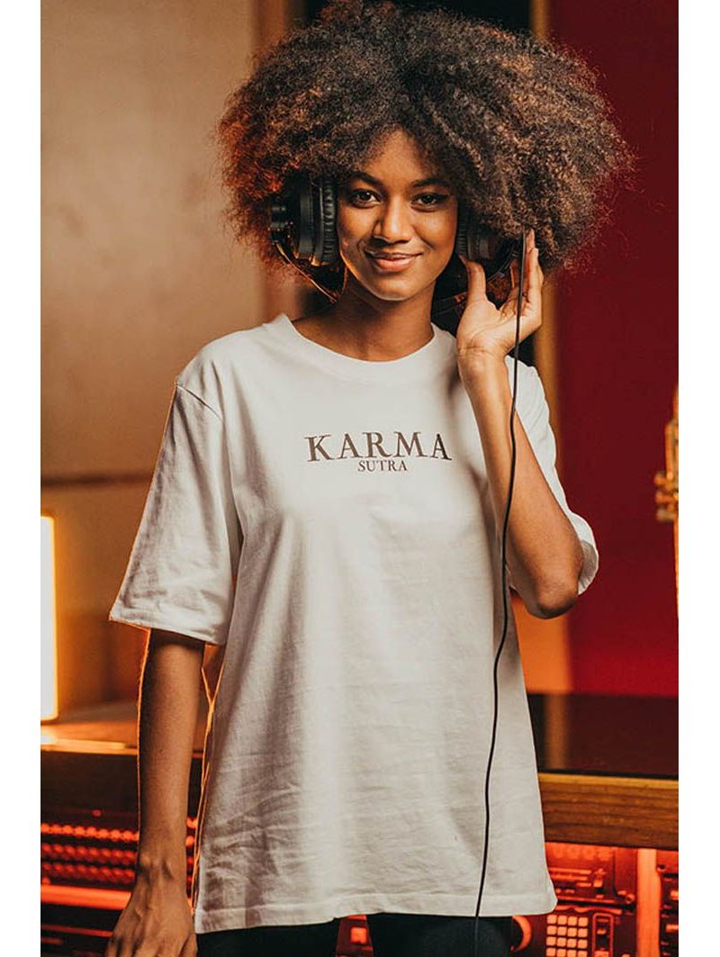 T-shirt Vintage 26 Femme Blanc Karma 100% Coton Bio
