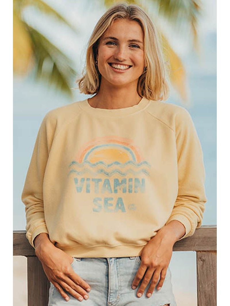 Sweat Crop Jaune Vitamin Sea Mélange Coton Bio Polyester Recyclé Sweat Crop Jaune Vitamin Sea Mélange Coton Bio Polyester Recyclé