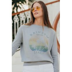 Pull Raglan Printemps Femme Gris Clair Rainbow