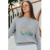 Pull Raglan Printemps Femme Gris Clair Rainbow