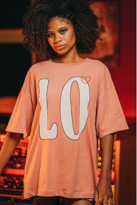 T-shirt Oversize Femme Rose...