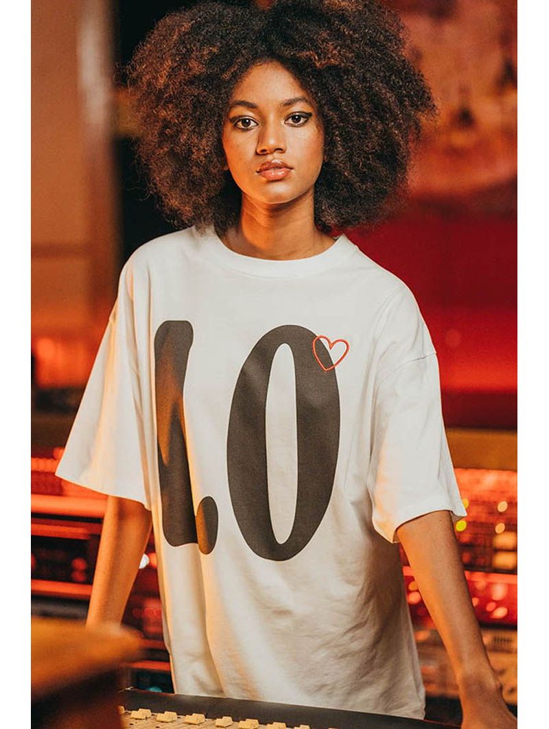T-shirt Oversize Femme Blanc Love 100% Coton Bio
