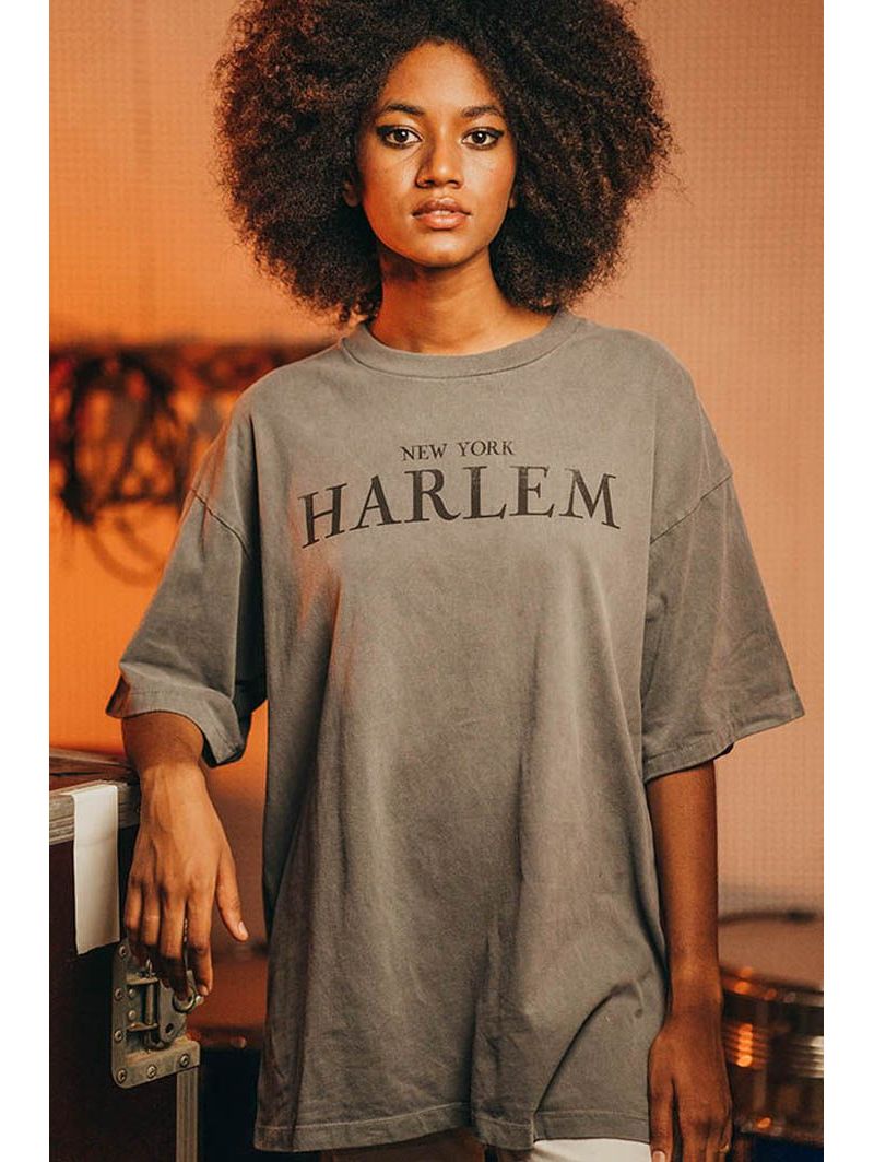 T-shirt Oversize Femme Gris Harlem 100% Coton Bio