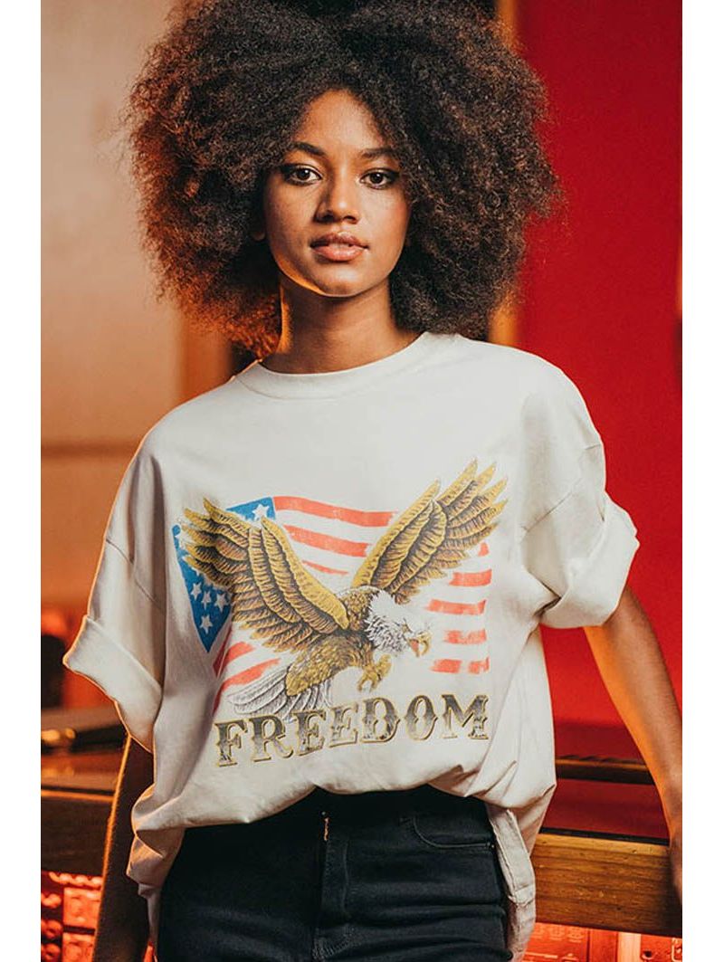 T-shirt Oversize Femme Ecru Freedom 100% Coton Bio