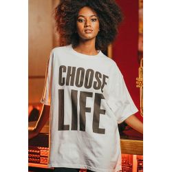 T-shirt Oversize Femme Blanc Choose Life