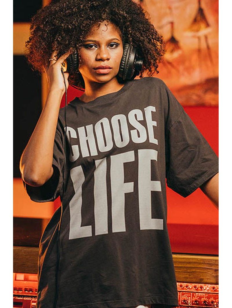 T-shirt Oversize Femme Antra Choose Life 100% Coton Bio