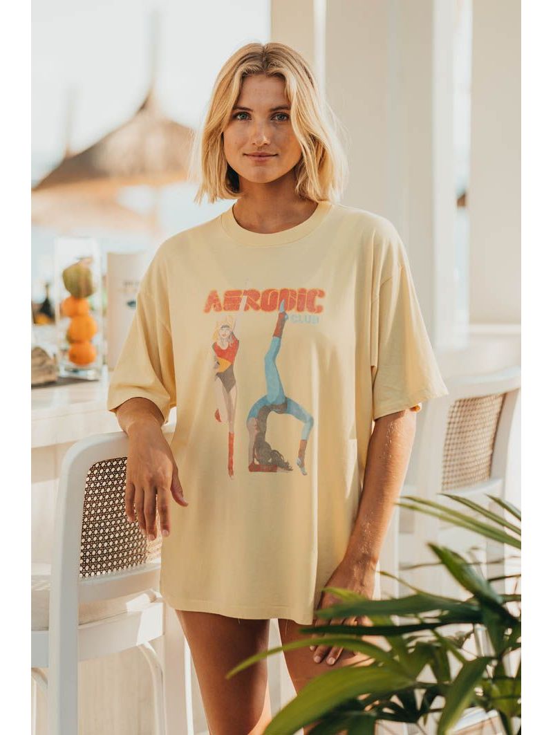 T-shirt Oversize Femme Jaune Aerobic 100% Coton Bio