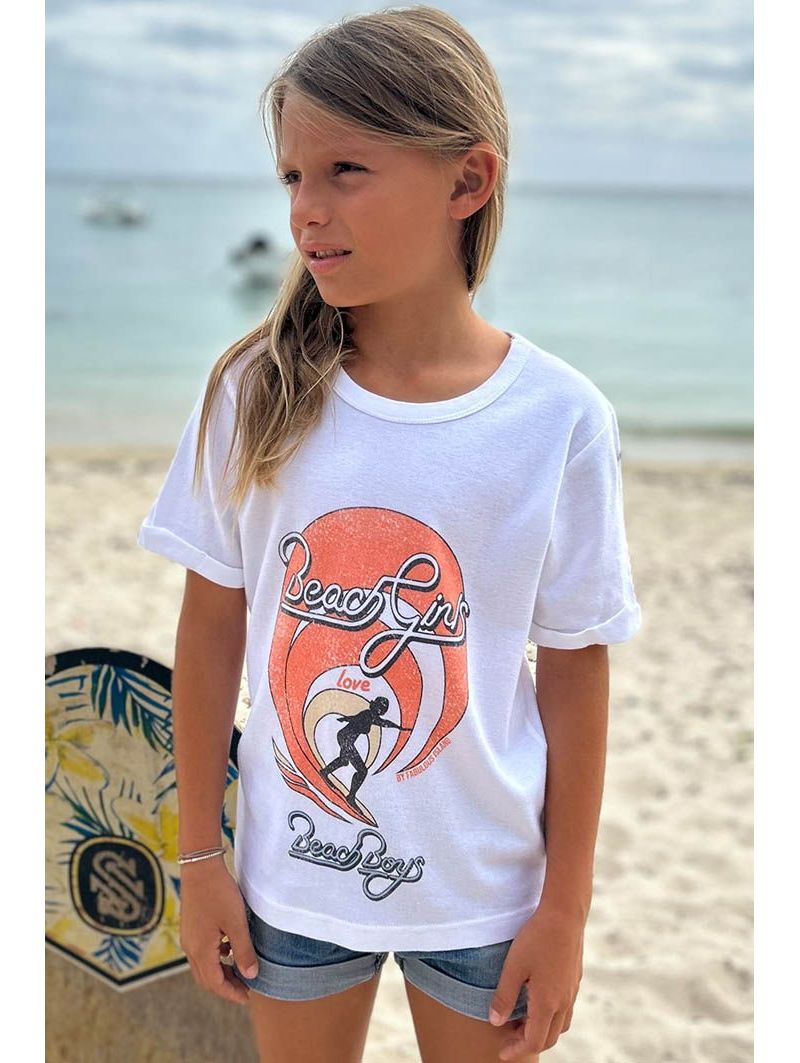 T-shirt Enfant Blanc Beach Girls