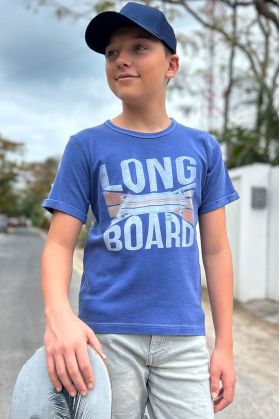 T-shirt Enfant Bleu Long Board