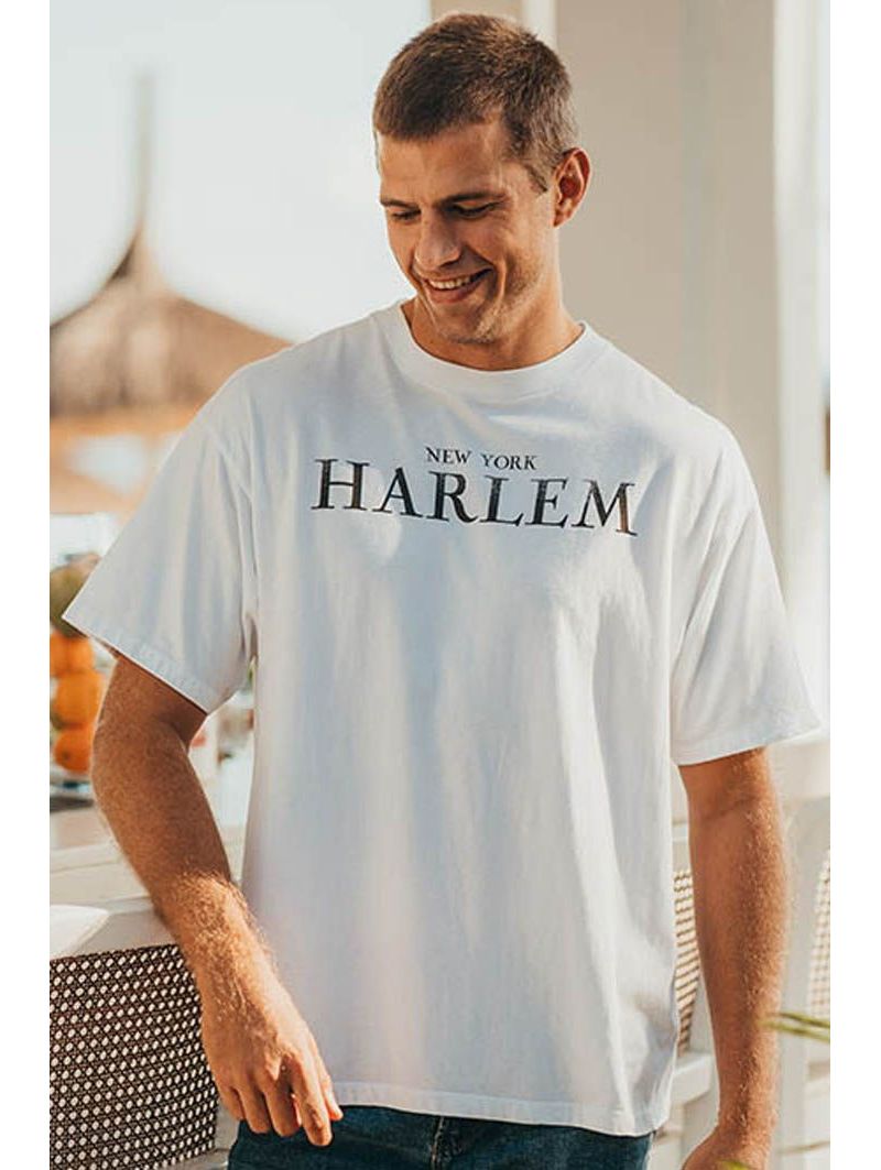 T-shirt Oversize Homme Blanc Harlem 100% Coton Bio T-shirt Oversize Homme Blanc Harlem 100% Coton Bio