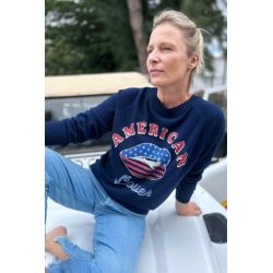 Women's Winter Raglan Sweater Navy American Lover