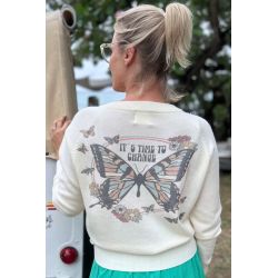 Pull Raglan Hiver Femme Creme It's Time To Change