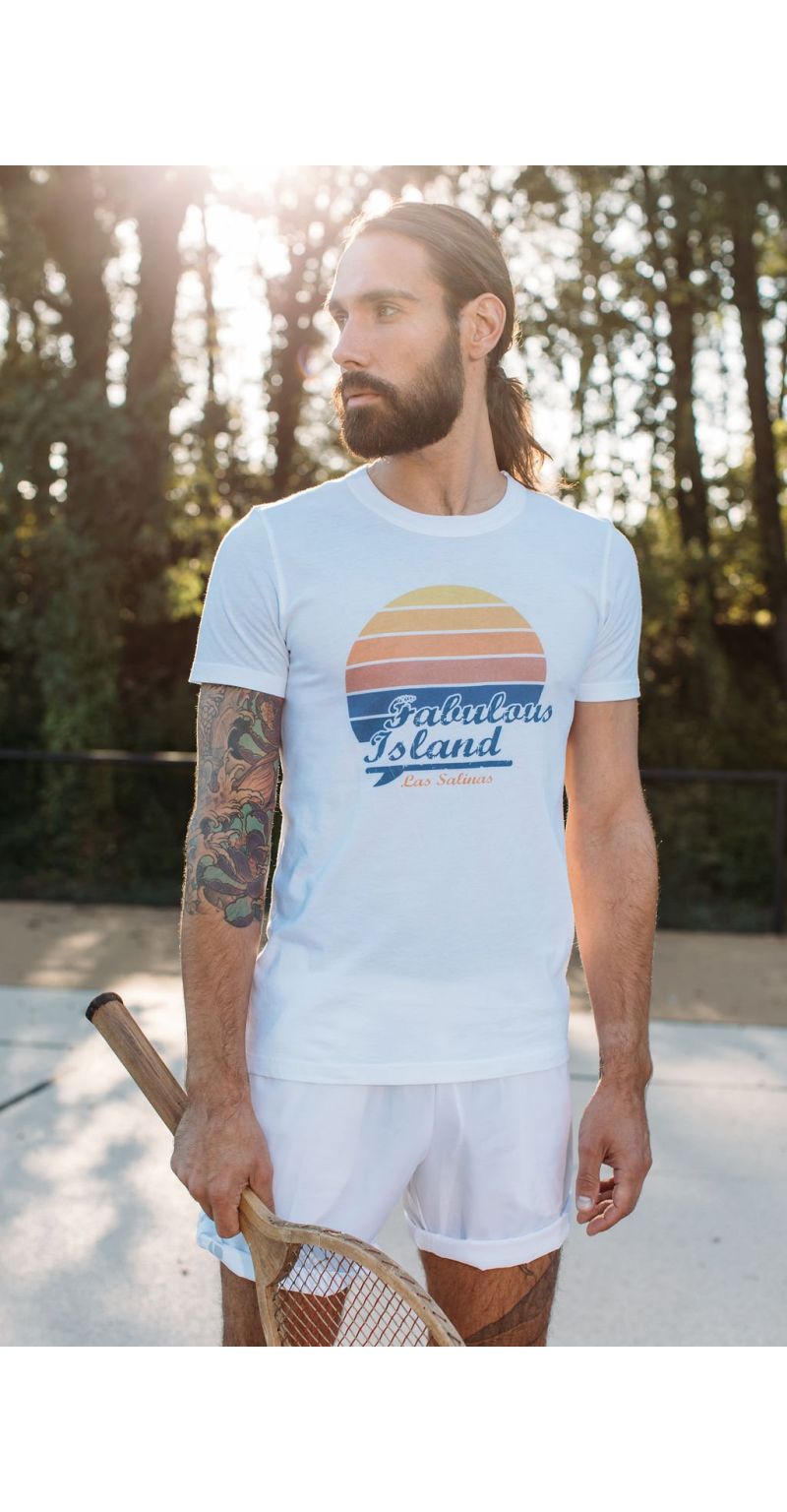 T-Shirt Vintage Homme Blanc Las Salinas